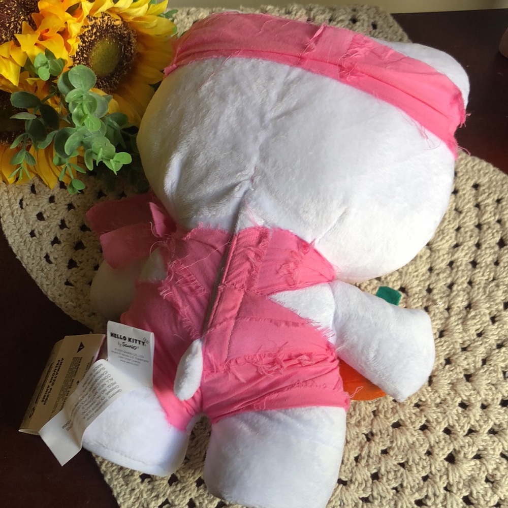 Pink and White Hello Kitty Halloween Plush with Pumpkin Side Stepper - Picture 6 of 8